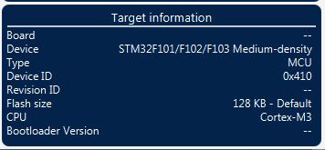 Picture of info from STM32cube programmer